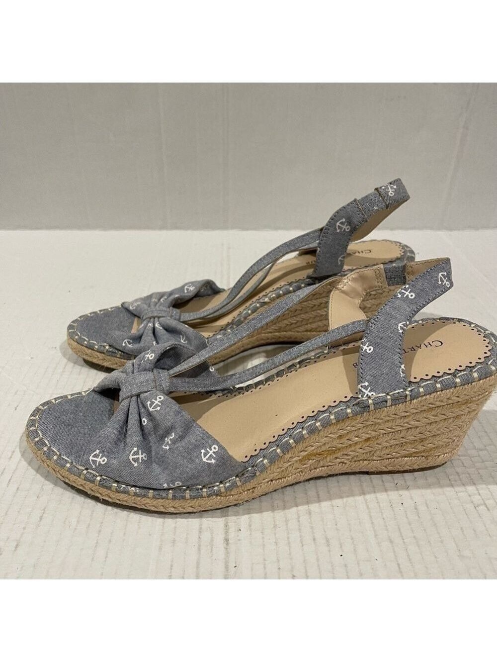 Women’s Charter Club Kika Blue Espadrille Wedges Size 11 US! - Picture 4 of 9